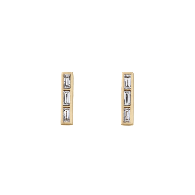 Diamond Baguette Bars in 18K