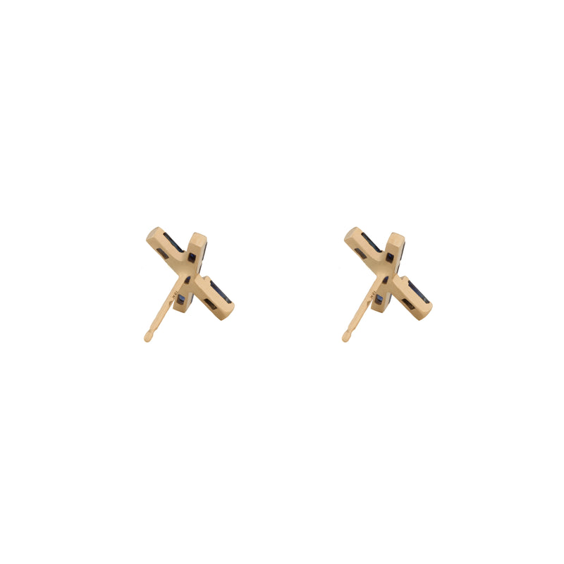 X Marks The Spot Blue Sapphire Studs