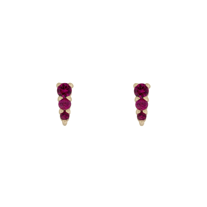 Three Amigas Ruby Studs in 18K